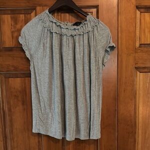 Halogen Gray Ruffled Cap Sleeve Top
